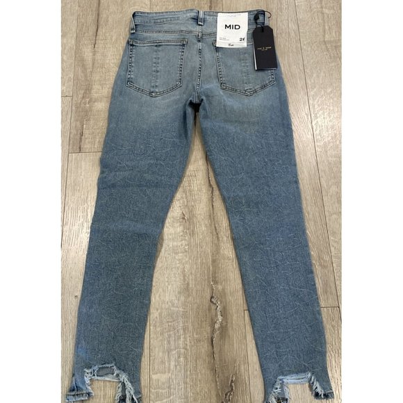 Rag & Bone JEAN Cate Mid-Rise Ankle Skinny Distressed Hem Medium Blue 26 NWT - Picture 2 of 13